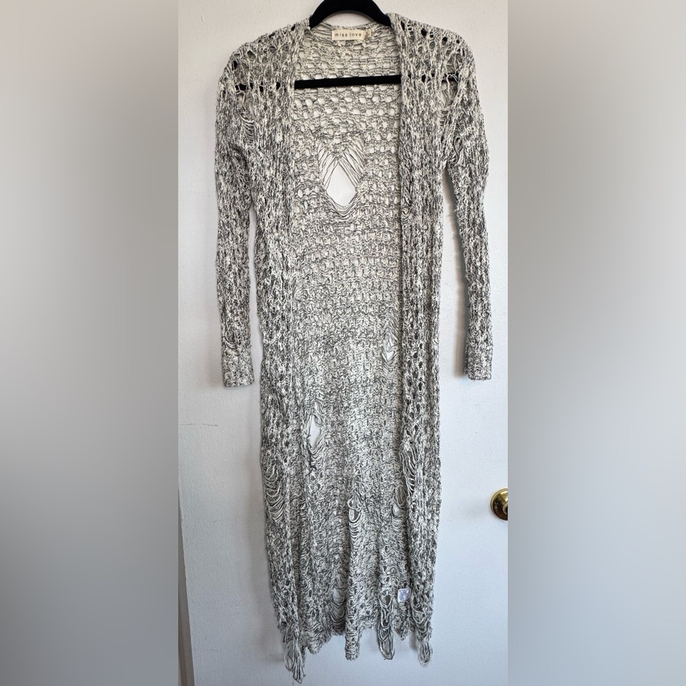 Gray Long Sleeve Crochet cardigan (S)
